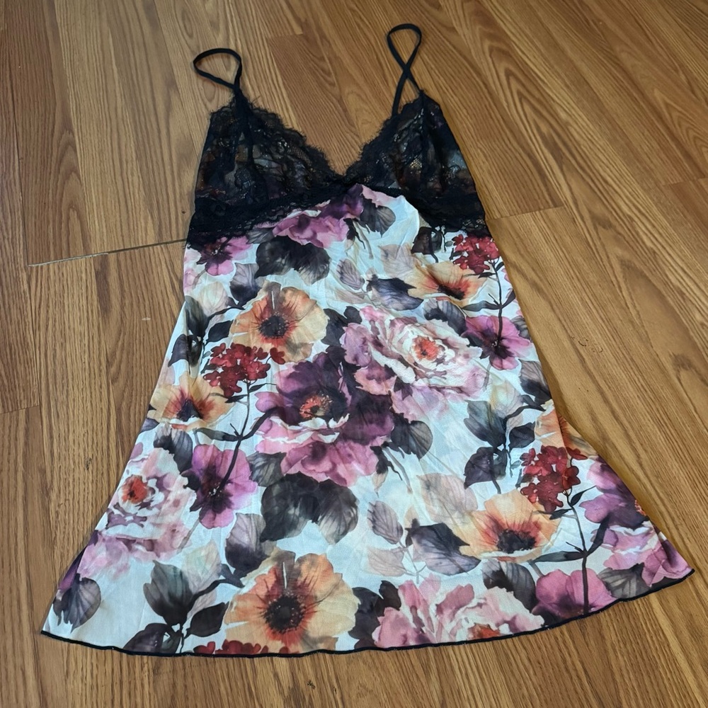 Floral Lace Trim Chemise Tank Top‎ Y2k Lingerie Vintage